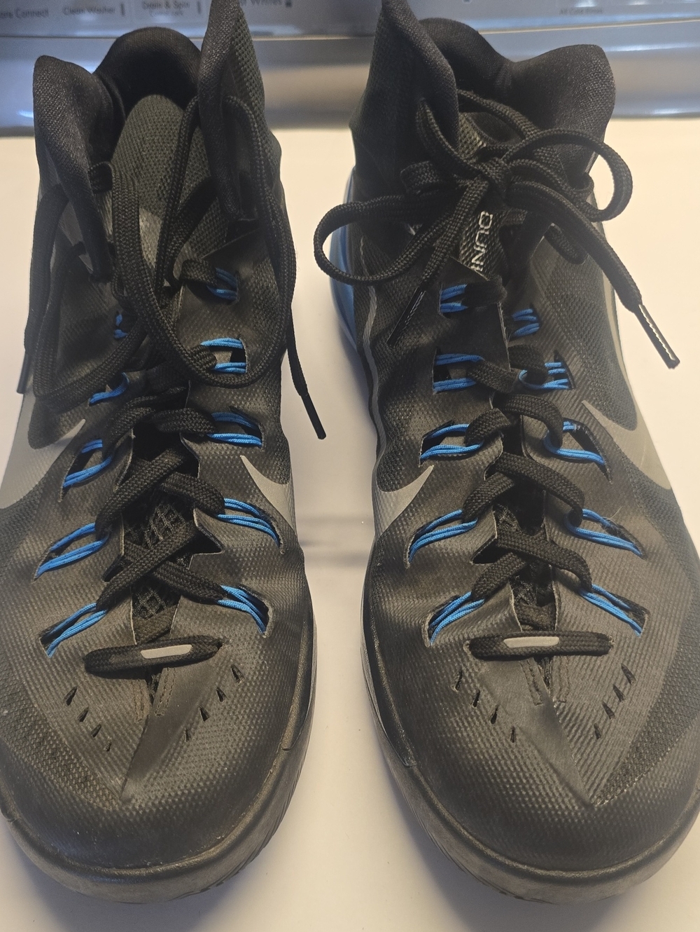 Nike Hyperdunk Men's Black Athletic High-Top Shoes with Blue Accents